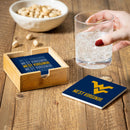 West Virginia University Ceramic Coasters Set, 4pcs with Wood Caddy