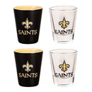 New Orleans Saints 4-Piece Ceramic and Glass 2oz. Cup Set