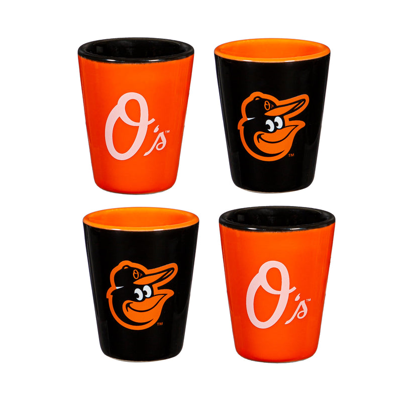 Baltimore Orioles 4-Piece Ceramic 2oz. Cup Set