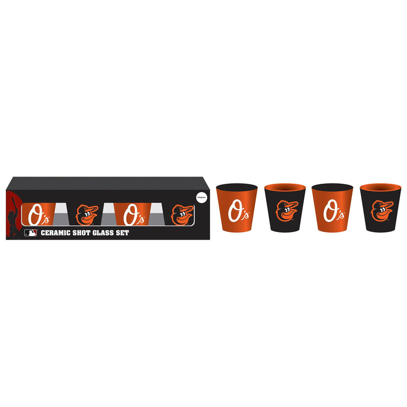 Baltimore Orioles 4-Piece Ceramic 2oz. Cup Set