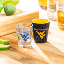 West Virginia University 4-Piece Ceramic and Glass 2oz. Cup Set