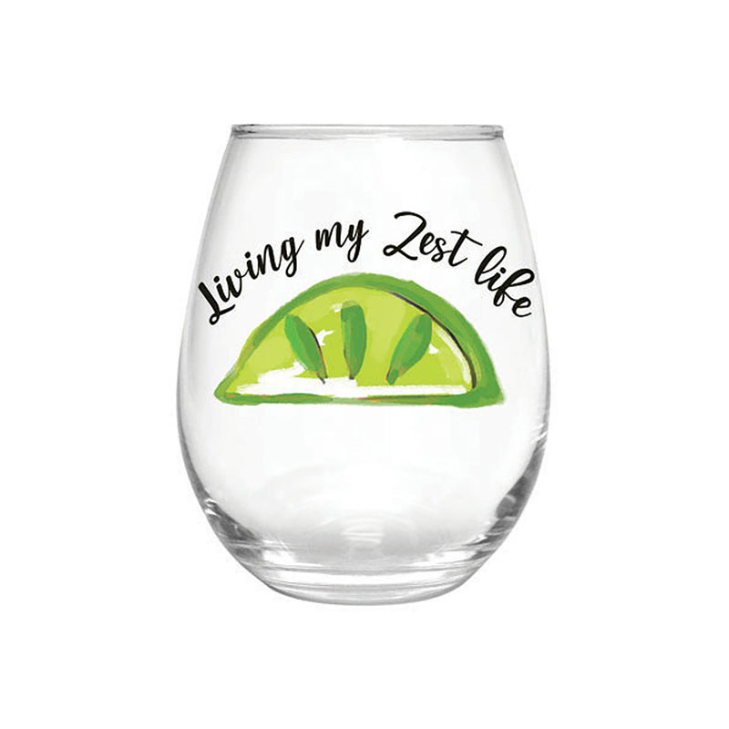 17 OZ Stemless Glass w/Box, Living my Zest Life