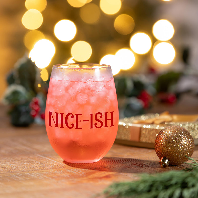 Christmas Vacation Wine Glass Stemless Glass, Nice-Ish, 17oz, Gift Box