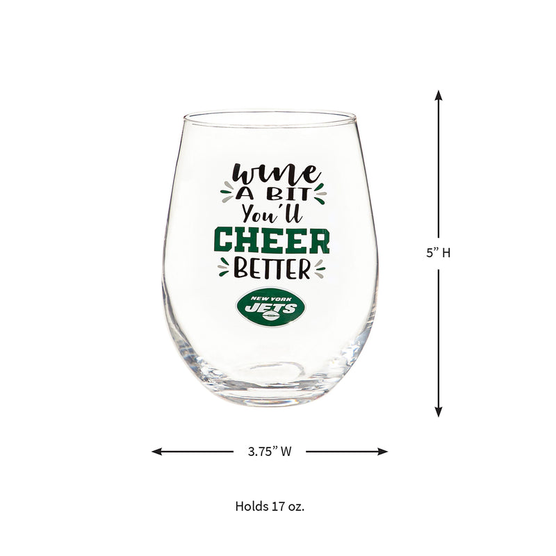 New York Jets, 17oz Boxed Stemless Wine