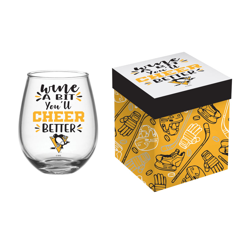 Pittsburgh Penguins,17oz Boxed Stemless Glass