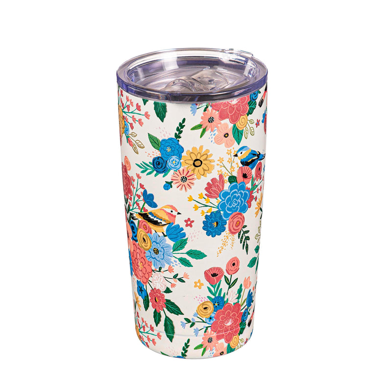 Bursting Blossoms Birds Double Wall Stainless Steel Tumbler, 20oz, Gift Box