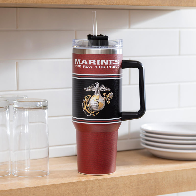 40oz Stainless Steel Canyon Cup w/ Straw, US Marine Corps