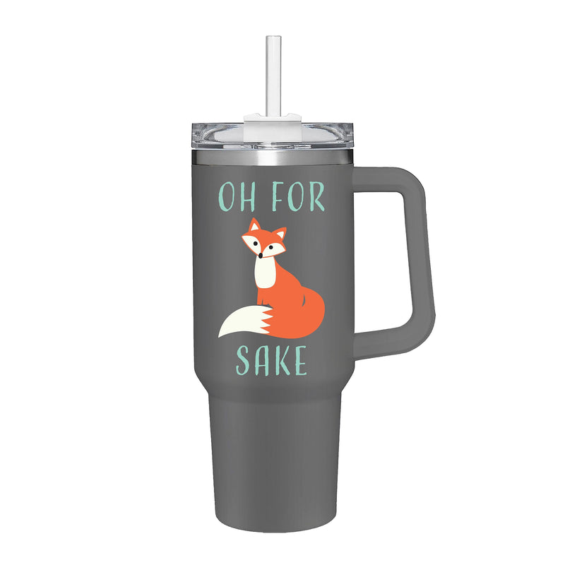 Oh For Fox Sake Canyon Cup, Double Wall Stainless Steel w/ Straw, 40oz, Gift Box