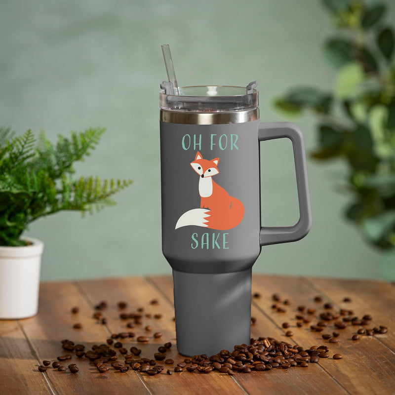Oh For Fox Sake Canyon Cup, Double Wall Stainless Steel w/ Straw, 40oz, Gift Box