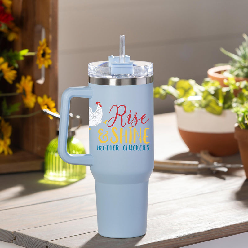 Rise & Shine Chicken Canyon Cup, Double Wall Stainless Steel w/ Straw, 40oz, Gift Box