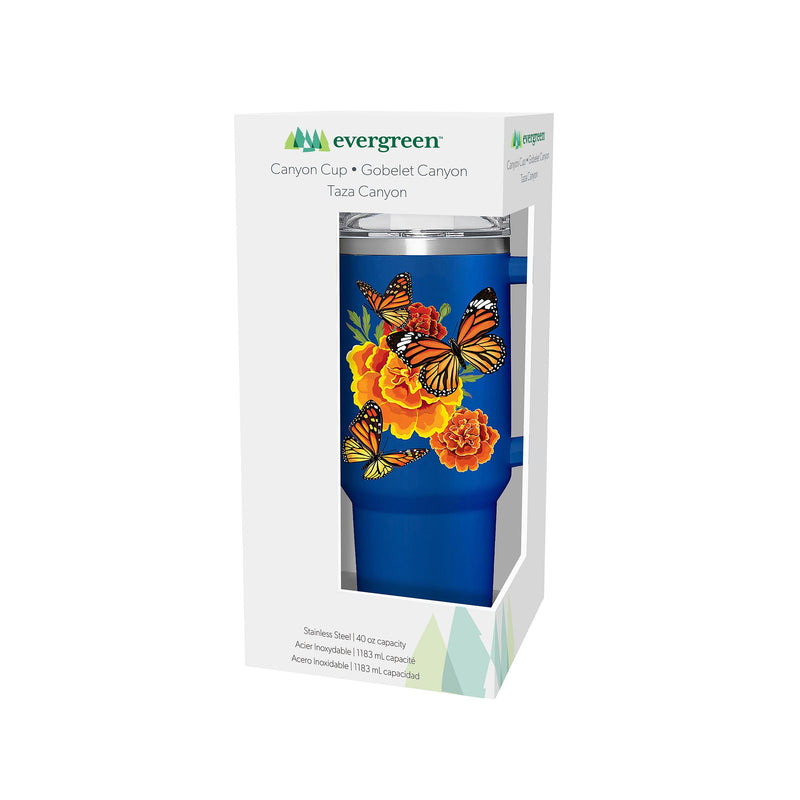 Mariposa Melody Monarch Canyon Cup, Double Wall Stainless Steel w/ Straw, 40oz, Gift Box
