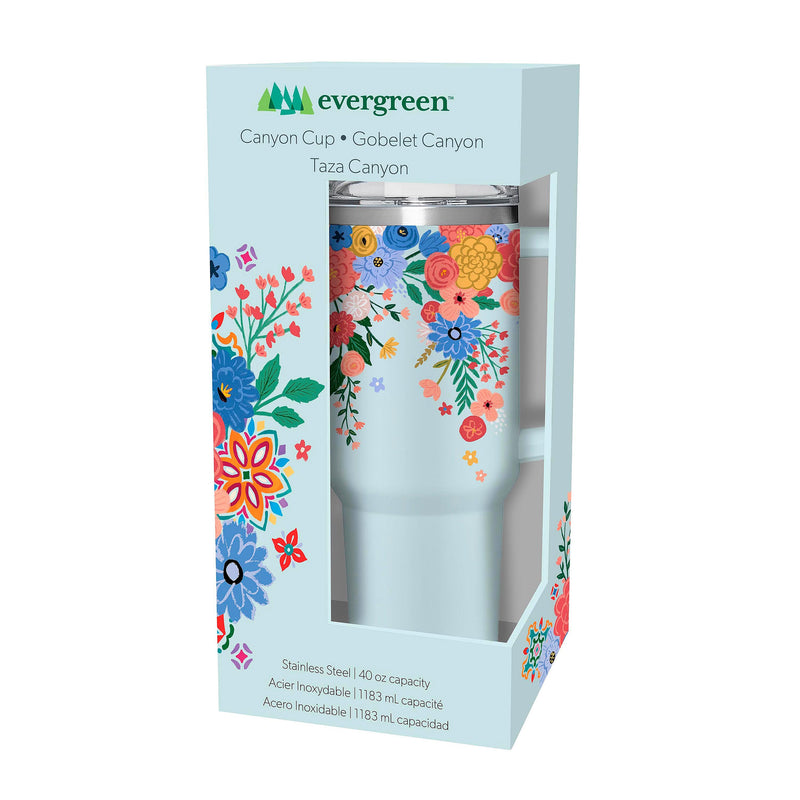 Bursting Blossoms Canyon Cup, Double Wall Stainless Steel w/ Straw, 40oz, Gift Box