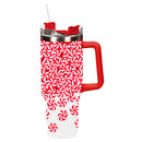 Baking Spirits Bright Tumbler Stainless-Steel Trenta Cup w/ Straw, Peppermints, 30oz, Gift Box