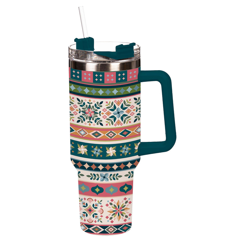 Diamond Tapestry Tumbler Stainless-Steel Trenta Cup w/ Straw, 30oz, Gift Box