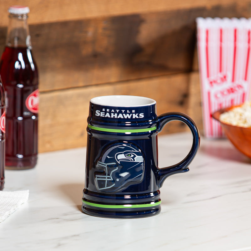Seattle Seahawks Ceramic Stein Cup, 24oz
