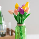12"H Real Feel Tulip 3 Stem Bunch, Purple, Yellow, Pink 3 ASST