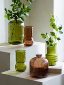 VivaStyle Vase, Green Ribbed Vase, 9"