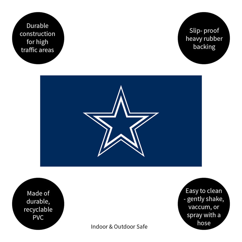 Full Color PVC Mat, 16" x 28", Dallas Cowboys