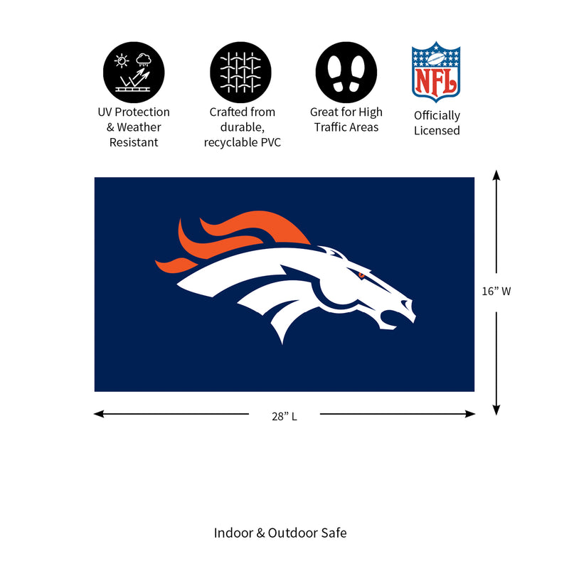 Full Color PVC Mat, 16" x 28", Denver Broncos