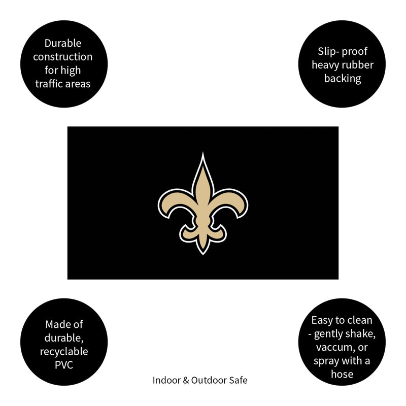 Full Color PVC Mat, 16" x 28", New Orleans Saints
