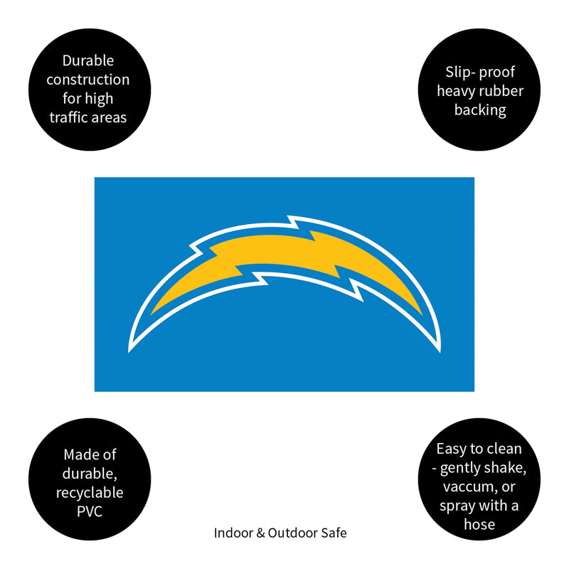 Full Color PVC Mat, 16" x 28", Los Angeles Chargers