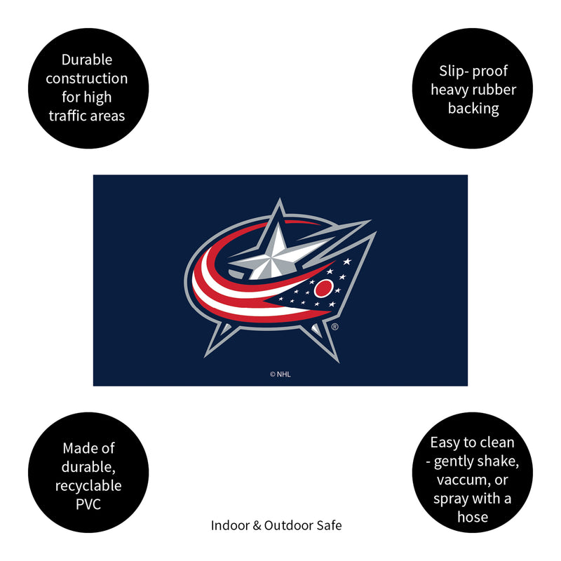 Full Color PVC Mat, 16" x 28", Columbus Blue Jackets
