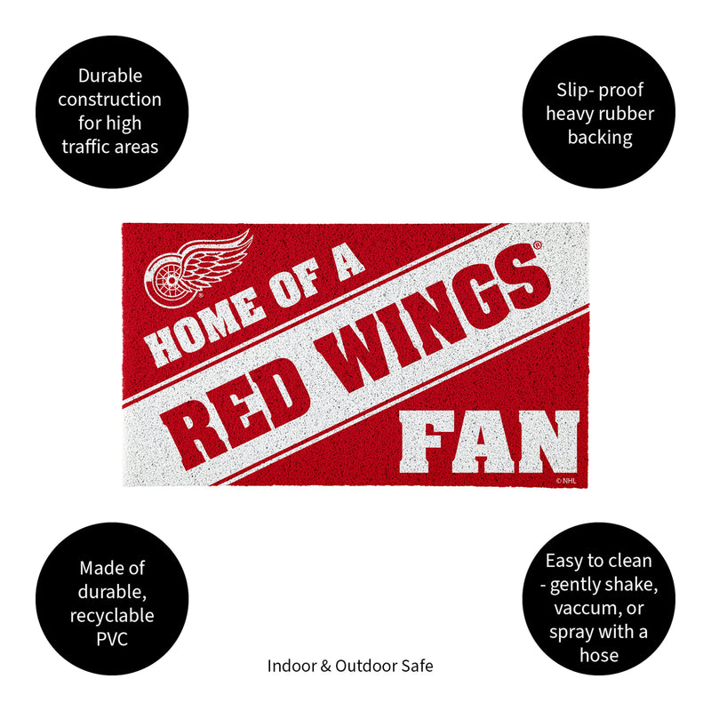 Detroit Red Wings, PVC Mat COLOR, Home of a Fan