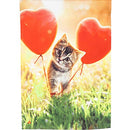 Kitten with Heart Balloons Garden Satin Flag