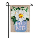 Magnolia Mason Jar Garden Burlap Flag
