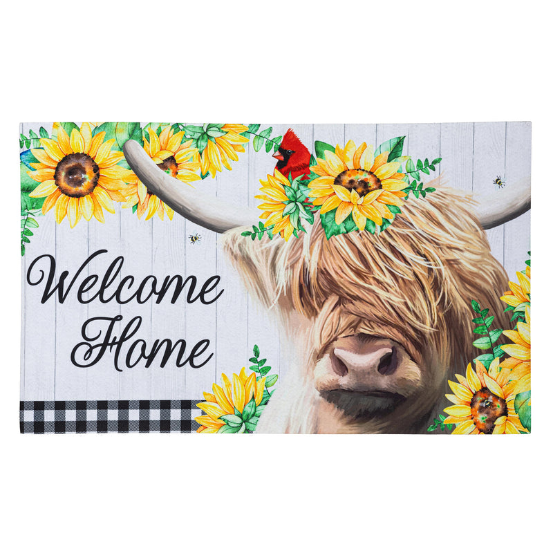 Floral Highland Cow Sassafras Estate Mat
