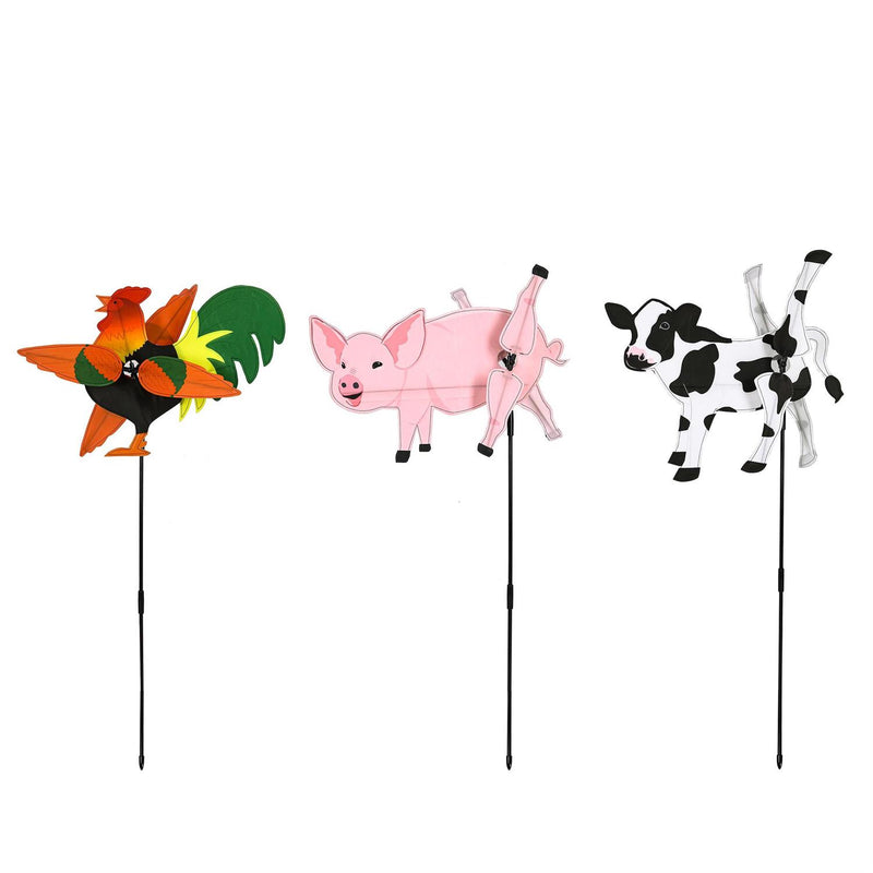 Farm Animal Pinwheel Spinner, 3 Asst