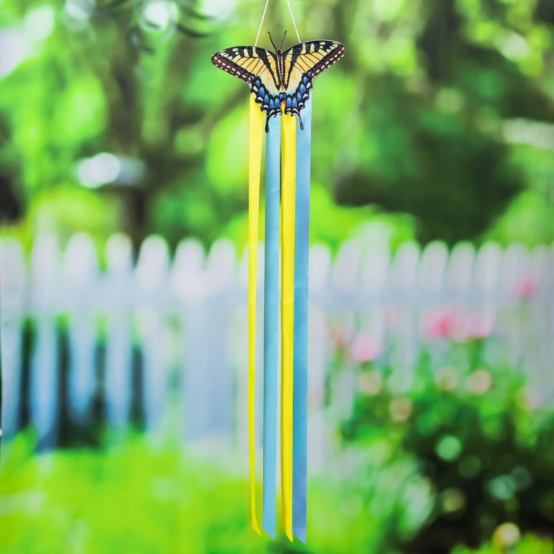 Shaped Fabric Butterfly Wind Spinner, 2 Asst: Monarch/Swallowtail,45594