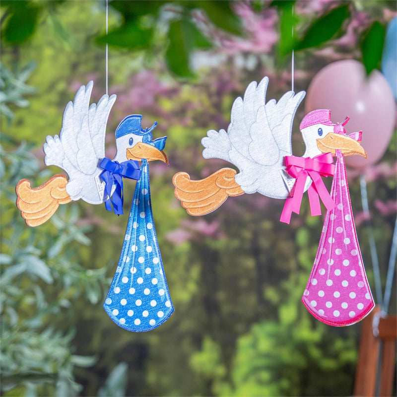 Stork with Special Delivery Shaped Wind Spinner, Girl