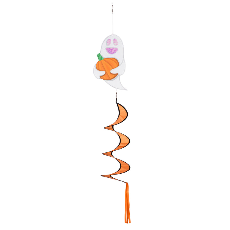 Halloween Ghost with Iridescence Eyes and Mouth Fabric Wind Spinner,45637