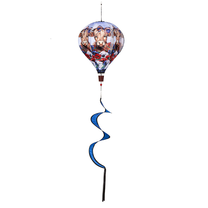 Patriotic Highland Cow Balloon Spinner