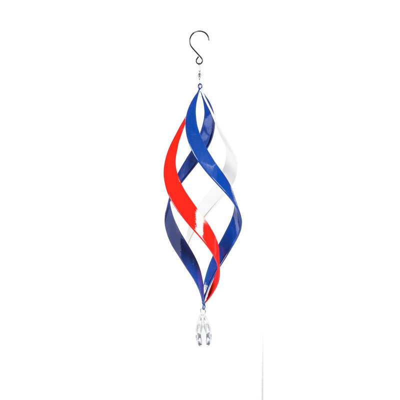 Evergreen Wind,22" Kinetic Hanging Spinner, Red-White-Blue,6.1x22x6.1 Inches