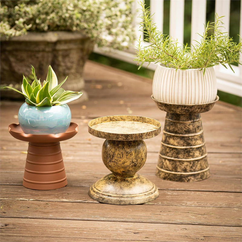 Garden of Wonder Plant Stand, Multi-Color Metal Riser, Set of 3