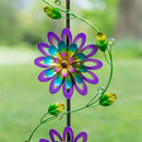 71"H Garden Stake with Spinning Flowers, Violet Trio