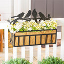 Black Railing Planter with Topper, Birds on a Branch