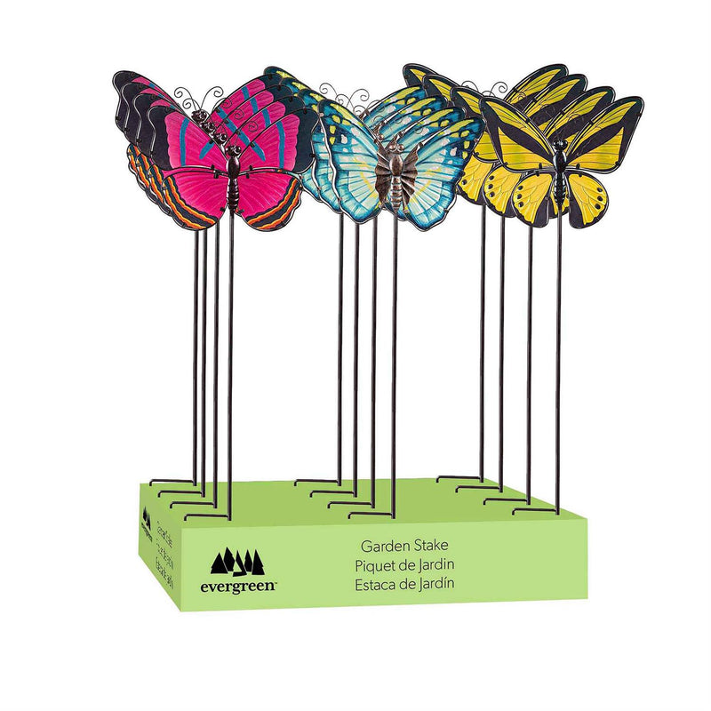 36"H Glass Garden Stake,  Butterfly