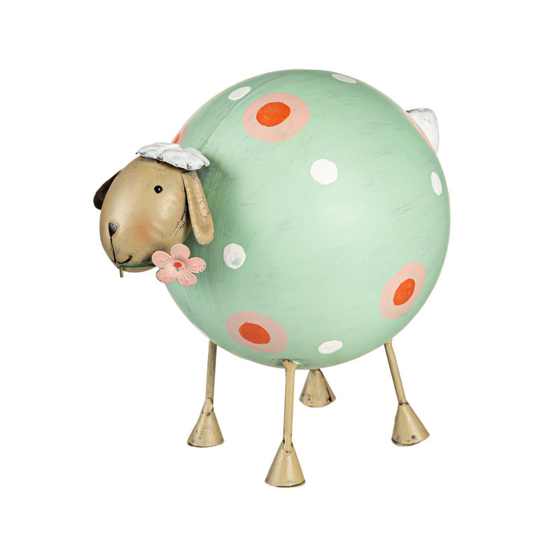 Metal Whimsical Sheep Statuary, Set of 2