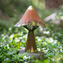Evergreen Statuary,Terracotta Metal Mushroom Statuary,5x9x12.5 Inches