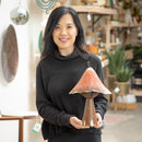 Evergreen Statuary,Terracotta Metal Mushroom Statuary,5x9x12.5 Inches