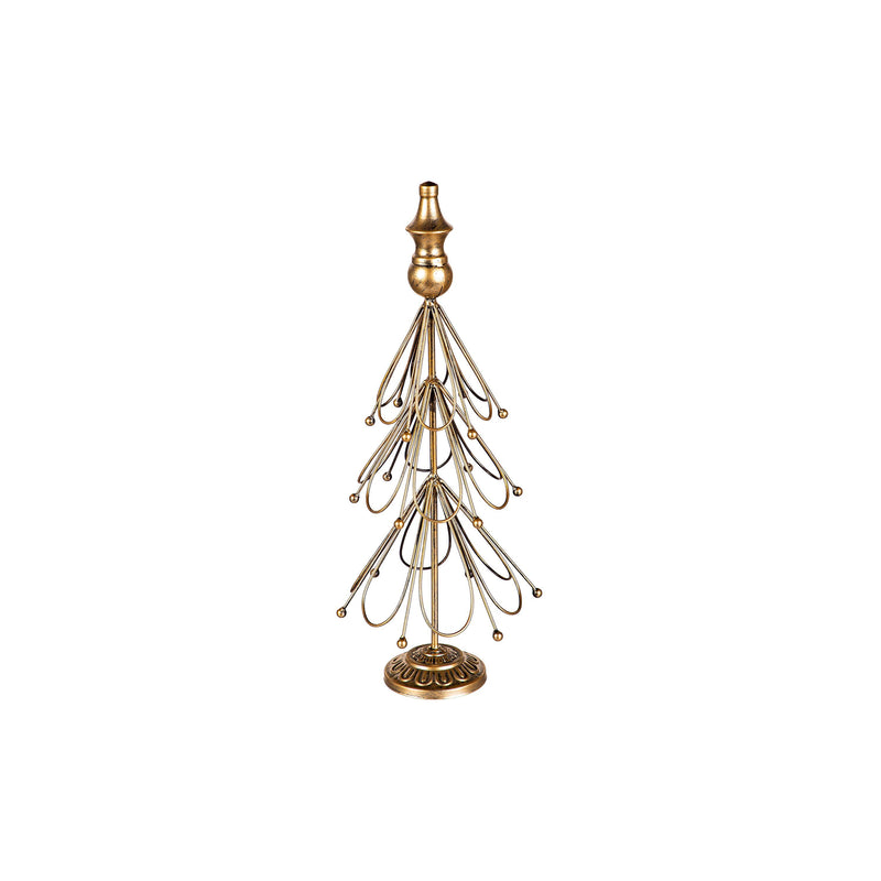 Evergreen Statuary,Golden Metal Trees Statuary, Set of 2,9.06x9.06x24.02 Inches