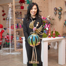 Evergreen Statuary,32"H Metal Spiral Angel Statue, Blue & Yellow,11.75x4.75x32.25 Inches