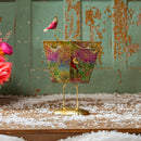 Evergreen Statuary,20"H Metal Patterned Christmas Present with Bird Statue,13.75x5.5x20.5 Inches