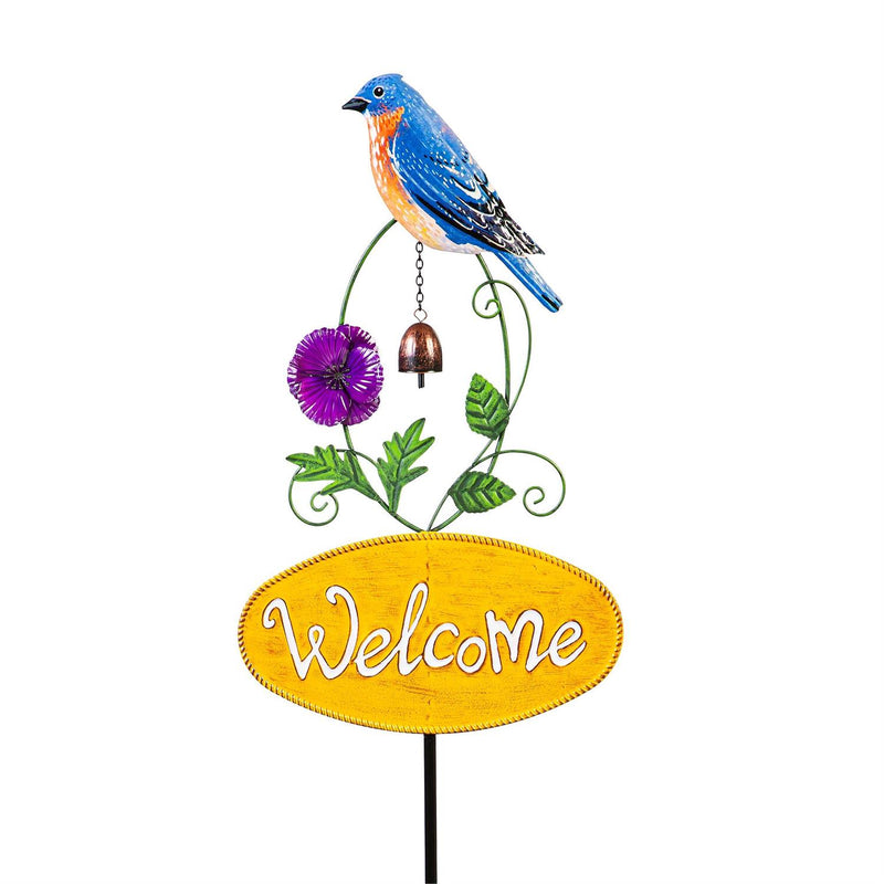 Welcome Bird Metal Garden Stake, 41"