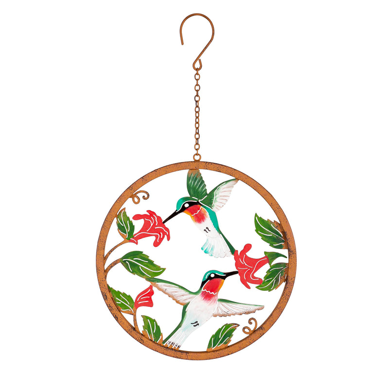 Pollinator Garden Decor, Rustic Friends Hand Painted Outdoor Hanging Decor, 10"D, Set of 2