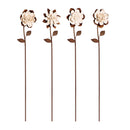 41"H Metal Garden Stake, Antiqued Porcelain Flower