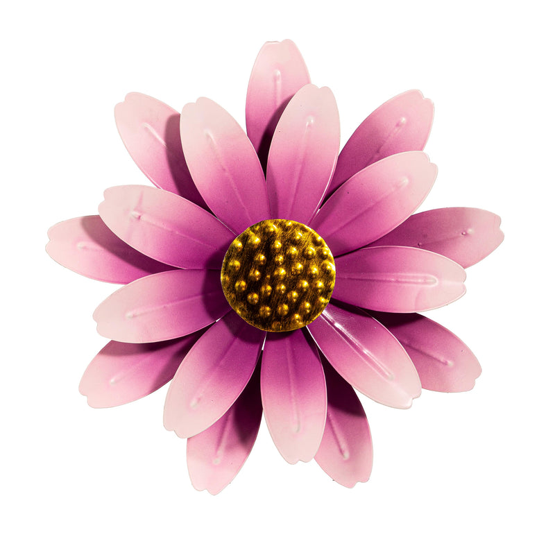 What She Shed Wind Spinner, Metal Pink Sunflower Wall Spinner, 13"